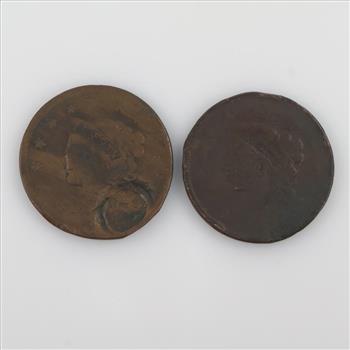 US Matron Head Large Cent; 2 Pieces