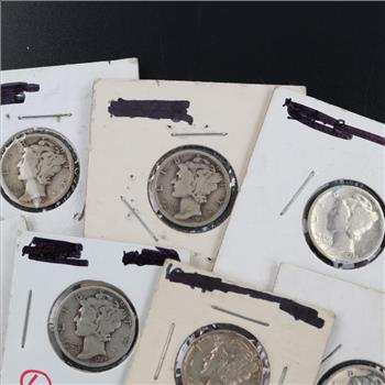 US Mercury Silver Dimes, 7 Pieces