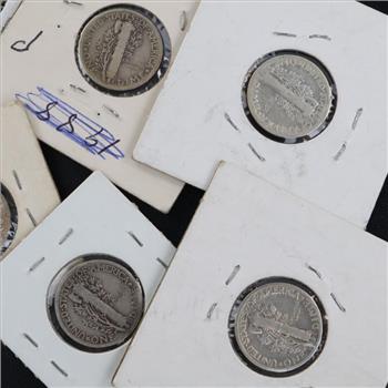 US Mercury Silver Dimes, 7 Pieces
