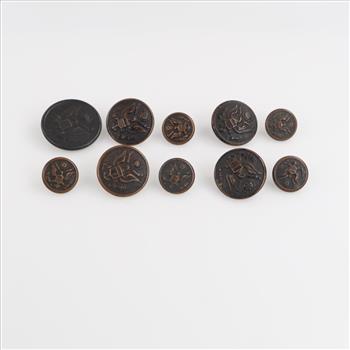 US Military Buttons WWI L.A. Myers Jr. Inc - Waterbury Button Co., 10 Pieces