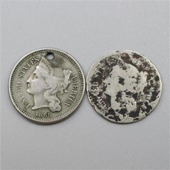 US Nickel Three Cent, 2 Pieces