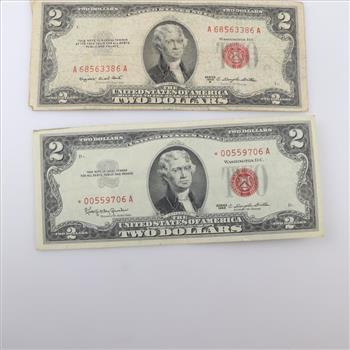 US Note $2 Dollar Bill, 4 Pieces Including Star Note