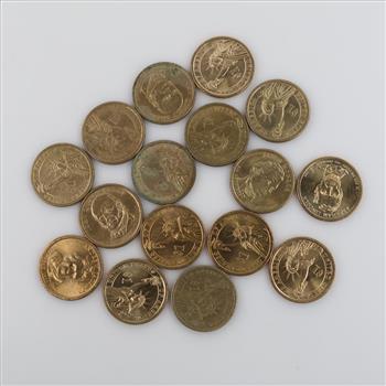 US Presidential Dollar Coins; 15+ Pieces
