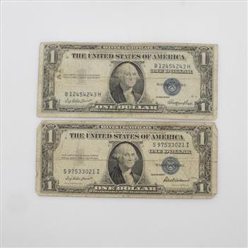 US Silver Certificate 1 Dollar, 2 Pieces