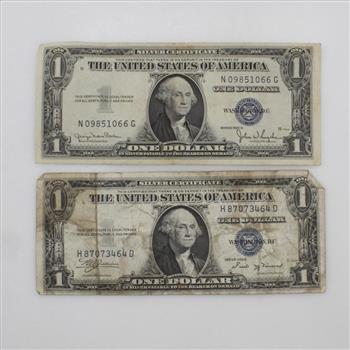 US Silver Certificate 1 Dollar, 2 Pieces