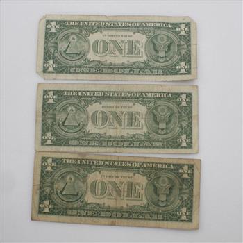 US Silver Certificate 1 Dollar, 3 Pieces