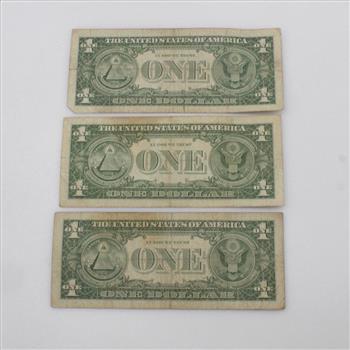 US Silver Certificate 1 Dollar, 3 Pieces