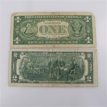 US Silver Certificate & Federal Reserve Note, 2 Pieces