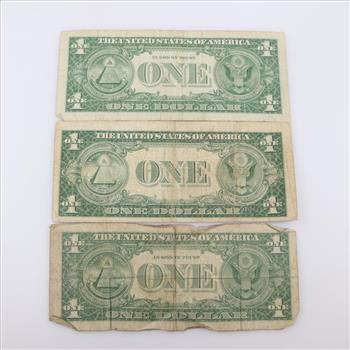 US Silver Certificate One Dollar, 3 Pieces