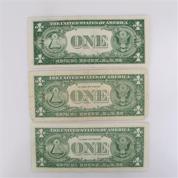 US Silver Certificate One Dollar, 3 Pieces