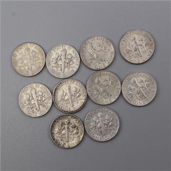 US Silver Dimes, 10 Pieces