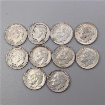 US Silver Dimes, 10 Pieces
