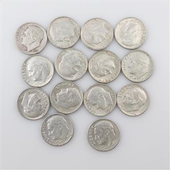 US Silver Dimes, 14 Pieces
