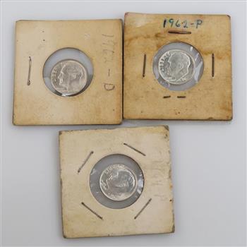 U.S. Silver Roosevelt Dimes, 3 Pieces