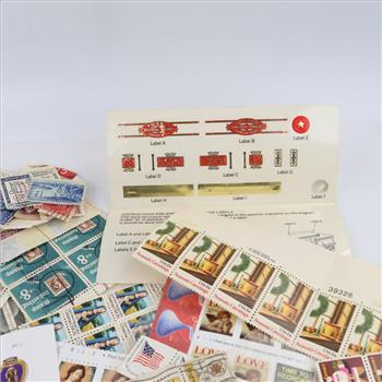US Stamps And Decorative Labels, 200+ Pieces