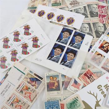 US Stamps And Decorative Labels, 200+ Pieces