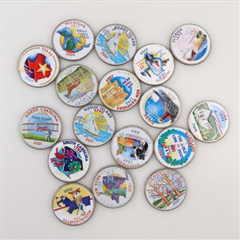 US Statehood Colorized Quarters, 17 Pieces