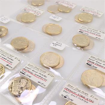 US Statehood Gold Plated Quarters, 30 Pieces