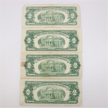 US Two Dollar Note, 4 Pieces