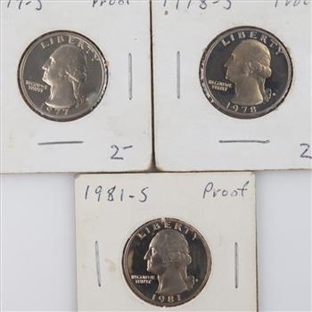 US Washington Proof Quarters, 3 Pieces