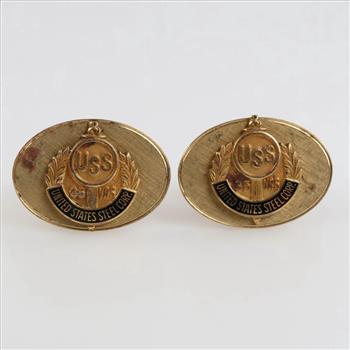 USS Steel 10kt GF Accent 35 Years Cuff Links