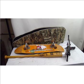 UTC Camo Rifle Bag Skateboard Bat And DAMAGED Mini Crossbow 4 Pieces
