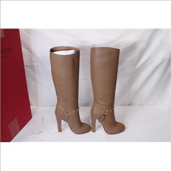 Valentino High Heeled Knee High Leather Boots, Size EU 35