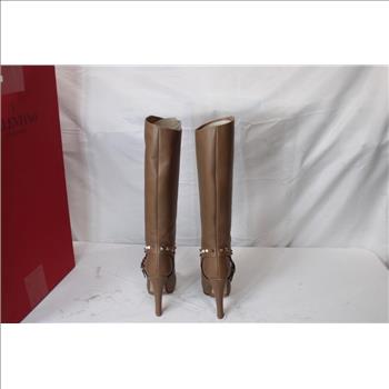 Valentino High Heeled Knee High Leather Boots, Size EU 35