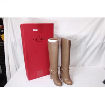 Valentino High Heeled Knee High Leather Boots, Size EU 35