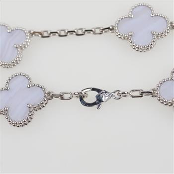Van Cleef 18kt White Gold Rhodium Plated Alhambra Bracelet-Evaluated By Certified Gemologist