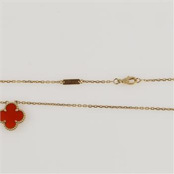 Van Cleef & Arpels 18kt Gold Clover Leaf Pendant Necklace Evaluated By Certified Gemologist-AGS/GIA