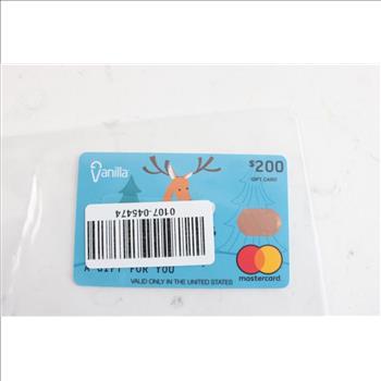 Vanilla Mastercard $200.00 Gift Card
