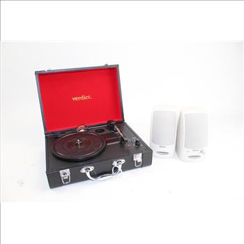 Verdict Turntable Record Player & Boston 2pc Speaker System; 3 Pieces
