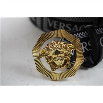 Versace 90's Vintage Logo Leather Belt