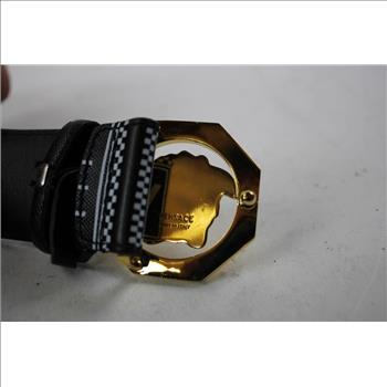 Versace 90's Vintage Logo Leather Belt