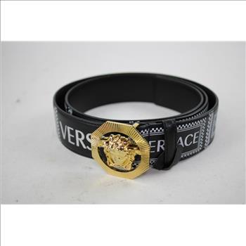 Versace 90's Vintage Logo Leather Belt