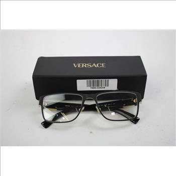 Versace Black Metal Rectangle Eyeglasses