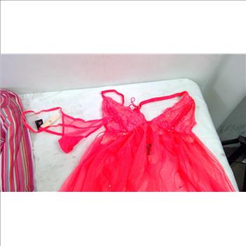 Victoria's Secret Large Lingerie 2-Piece, Tommy Hilfiger Pink Striped Button-Up, 2 Pieces