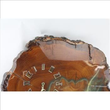 Vintage Cabin Wood Tree Slab Wall Clock