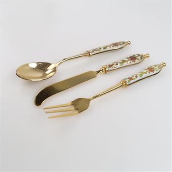 Vintage Cloisonne-Handled Cutlery Set