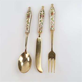 Vintage Cloisonne-Handled Cutlery Set