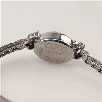 Vintage Croton Watch With 14kt White Gold Diamond Band