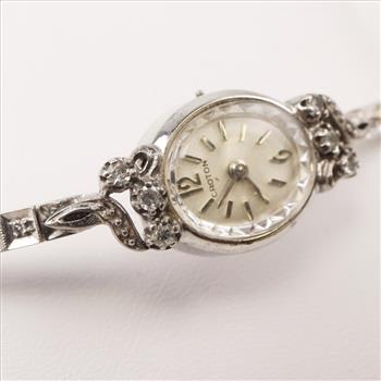 Vintage Croton Watch With 14kt White Gold Diamond Band