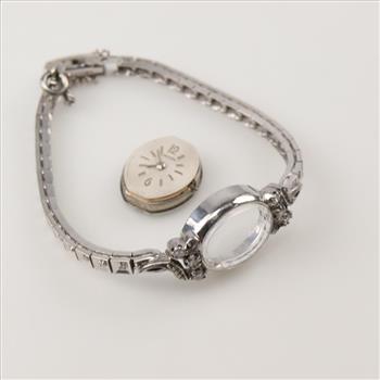 Vintage Croton Watch With 14kt White Gold Diamond Band