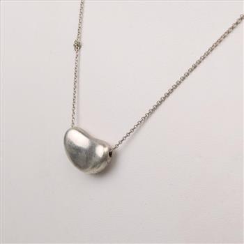 Vintage Elsa Peretti Tiffany & Co Sterling Silver Bean Pendant Necklace