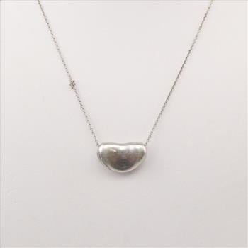 Vintage Elsa Peretti Tiffany & Co Sterling Silver Bean Pendant Necklace