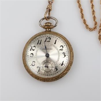 Vintage GF Stratford Langendorf Pocket Watch With GP Chain