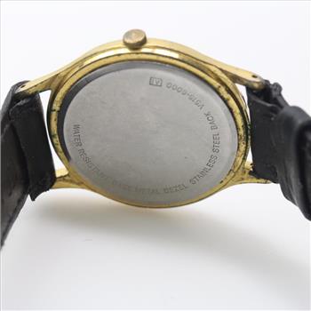 Vintage Lorus Disney Mickey Mouse Gold Tone And Black Leather Watch