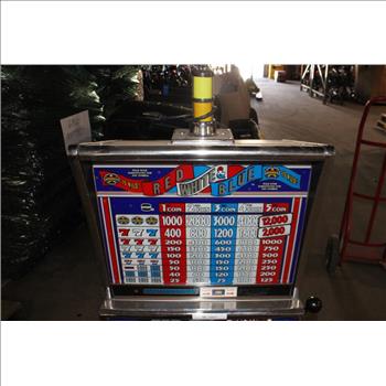 Vintage Red White And Blue Themed Slot Machine