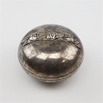 Vintage Round Satin Lined Jewelry Box